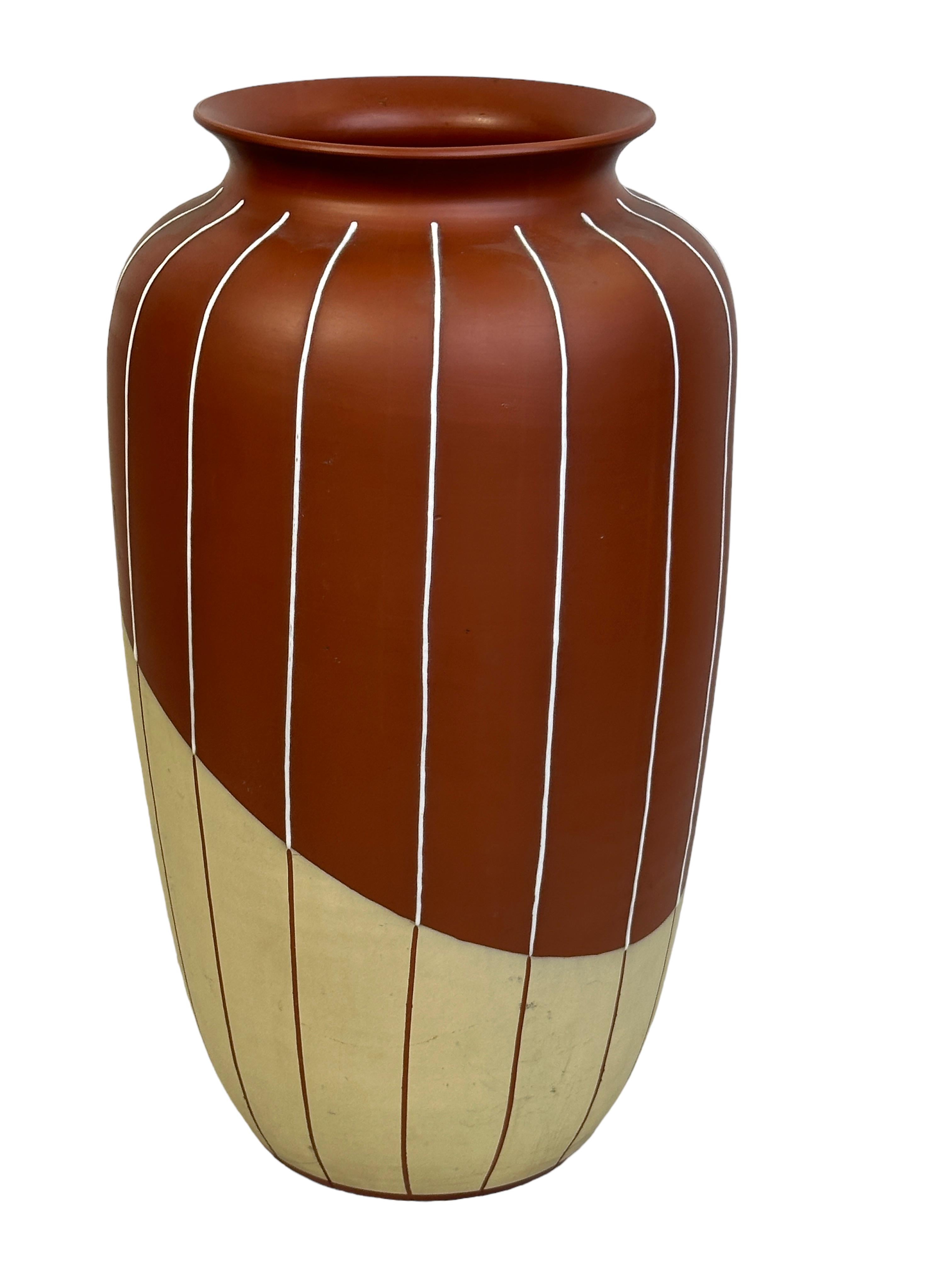 Mid-Century Modern Tall Mid-Century German Pottery Ceramic Floor Vase, vintage 1950s For Sale