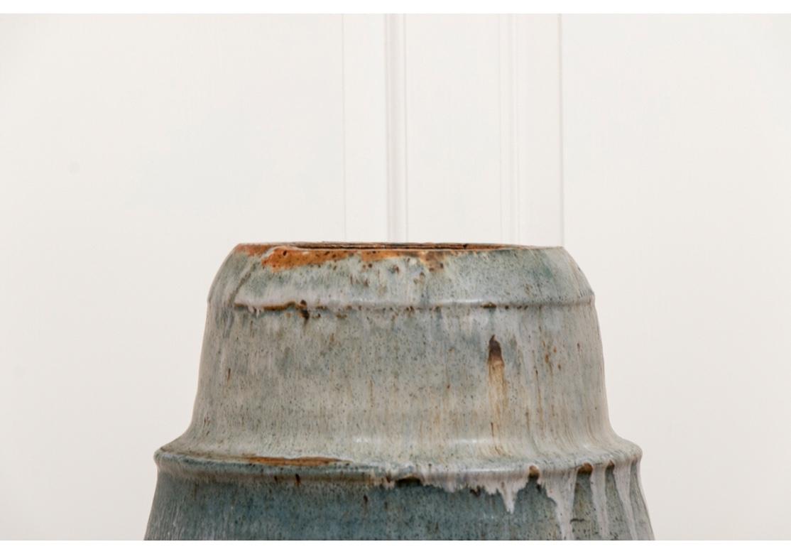 Believed to be by the iconic and justly celebrated American Ceramicist Robert Turner (1913-2005), this massive vessel certainly embodies the artist’s esthetic of timeless, rhythmic and elemental form. Marked, “Turner 1967” on the base. A monumental