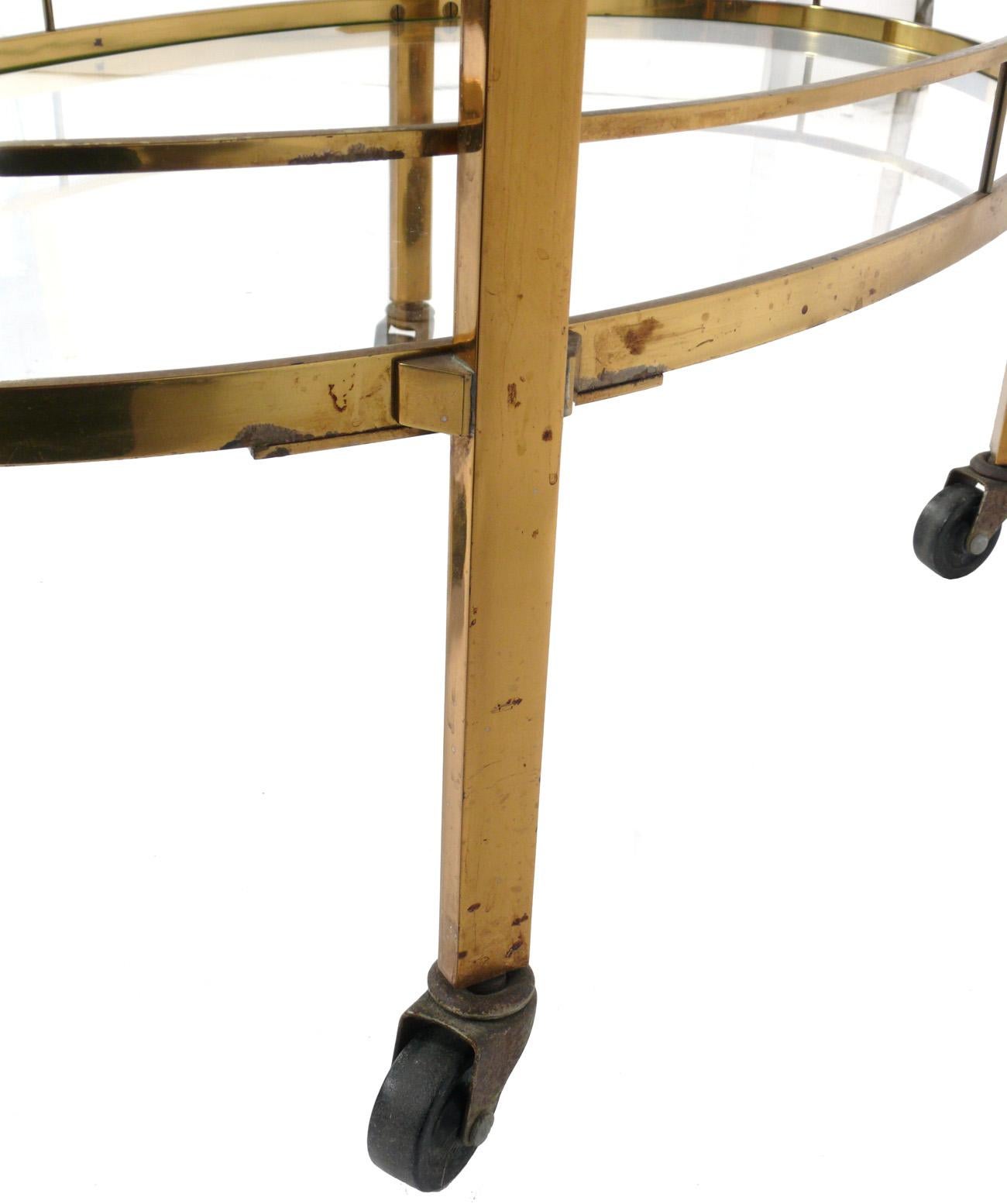 Mid-Century Modern Tall Mid Century Italian Brass Bar Cart