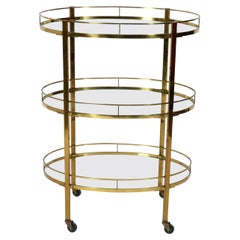 Carrello da bar alto in ottone italiano del Mid Century