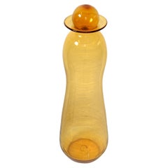 Tall Mid-Century Modern Amber Hand Made Blown Art Glass Vessel, Vase by Blenko