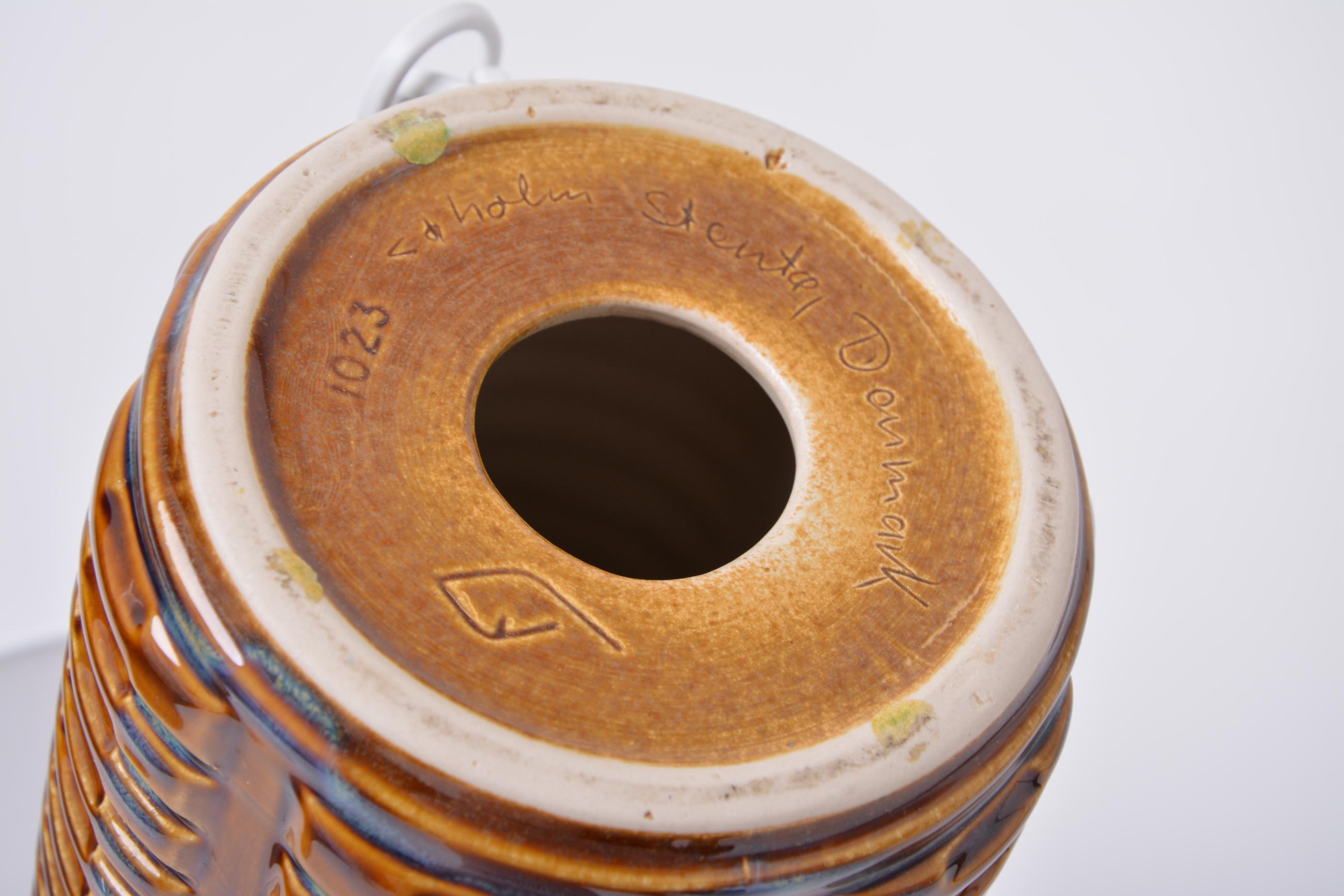 Tall Mid-Century Modern Ceramic table lamp by Einar Johansen for Soholm In Good Condition In Berlin, Germany