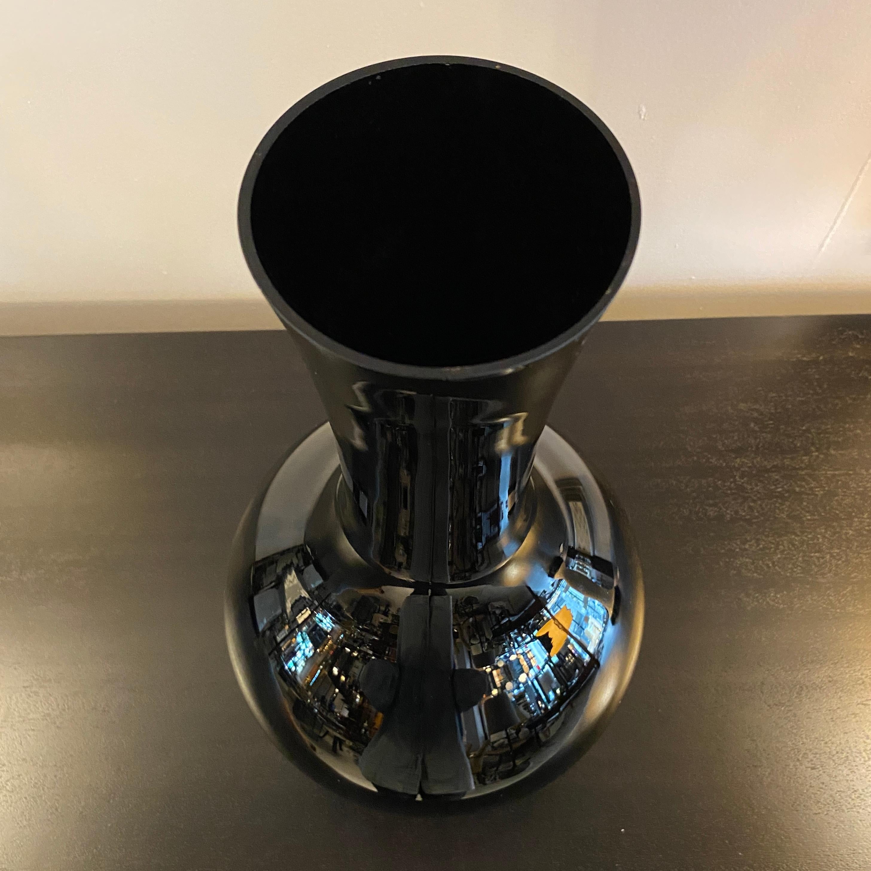 20th Century Tall Mid-Century Modern Ebony Art Glass Vase For Sale