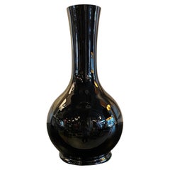Vintage Tall Mid-Century Modern Ebony Art Glass Vase