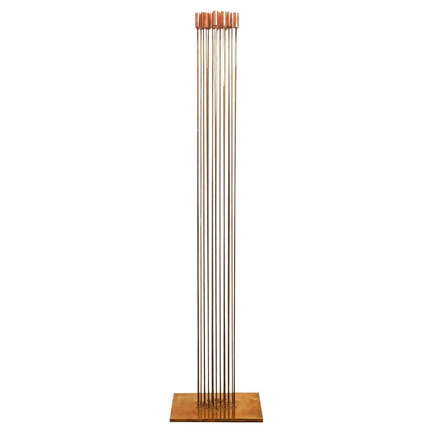 Tall Mid Century Modern Floor Sound Sculpture by Val Bertoia in Copper & Brass For Sale