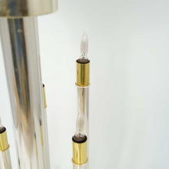 Mid Century Modern Globe Brass Chrome Square 9 Light Sculptural Space Age Lamp