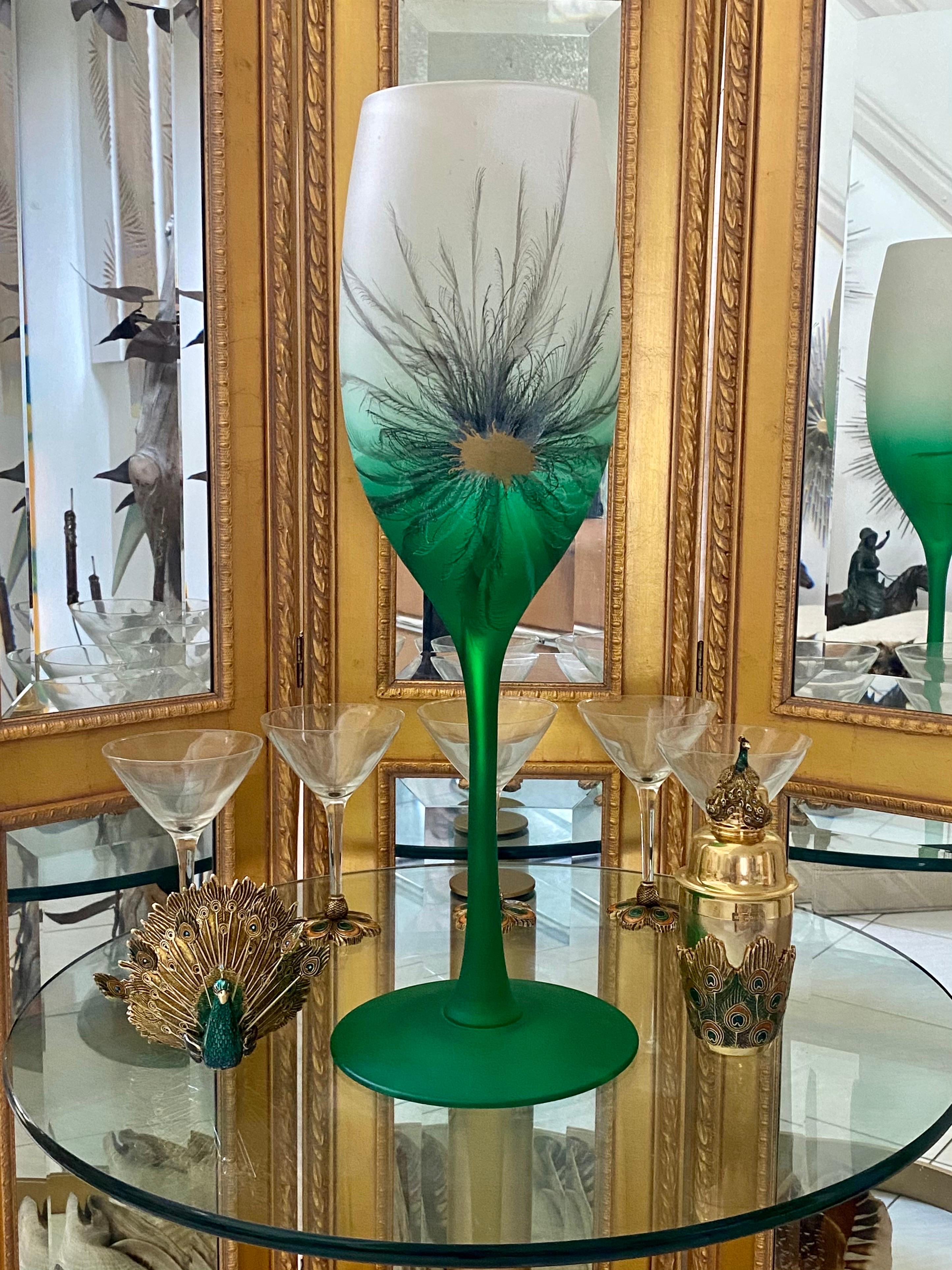 Große handbemalte Mid-Century-Modern-Vase aus Glas (amerikanisch) im Angebot
