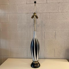 Tall Mid-Century Modern Indigo Harlequin Art Pottery Table Lamp