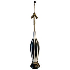 Tall Mid-Century Modern Indigo Harlequin Art Pottery Table Lamp