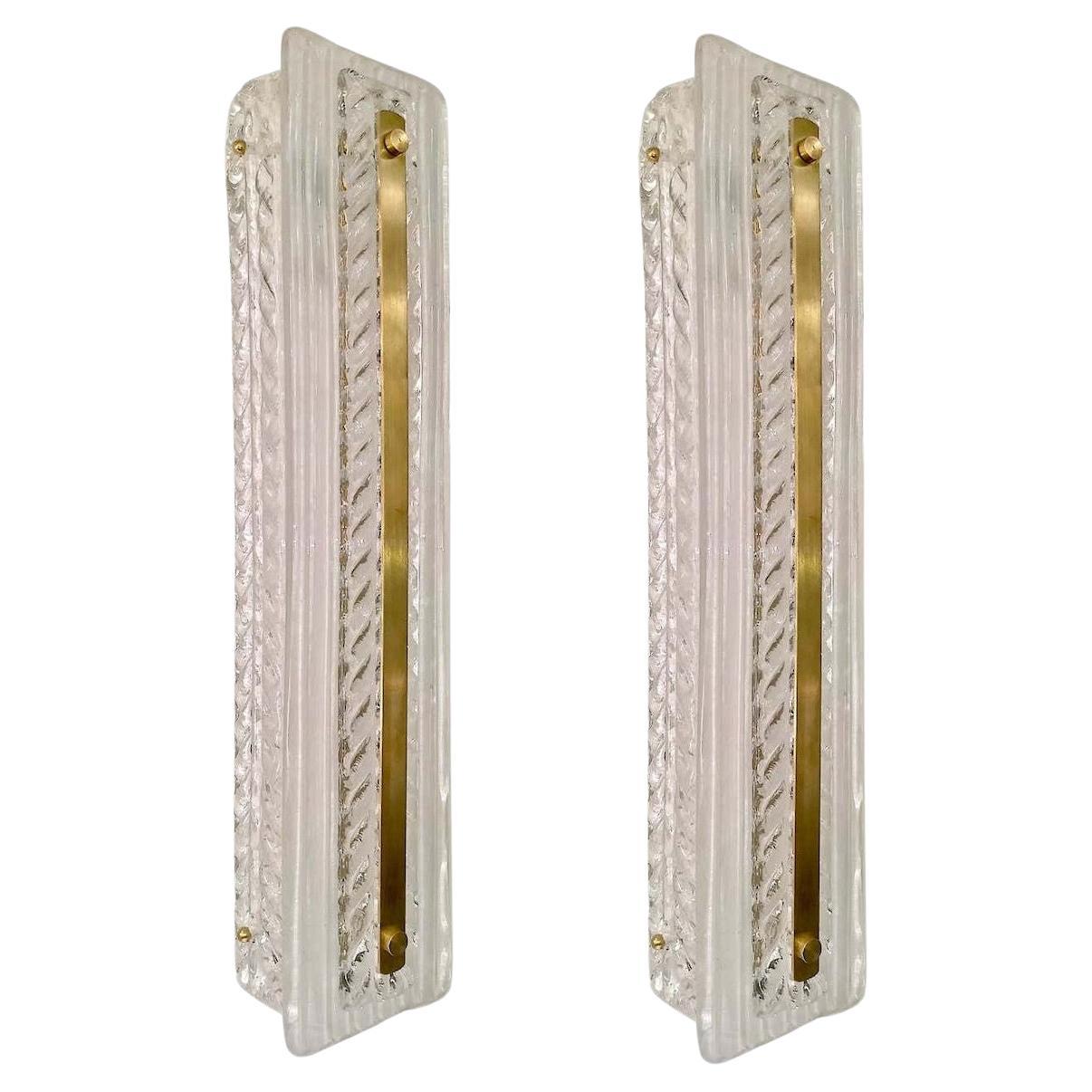 Tall Mid Century Modern Murano glass sconces - a pair For Sale