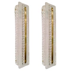 Tall Mid Century Modern Murano glass sconces - a pair