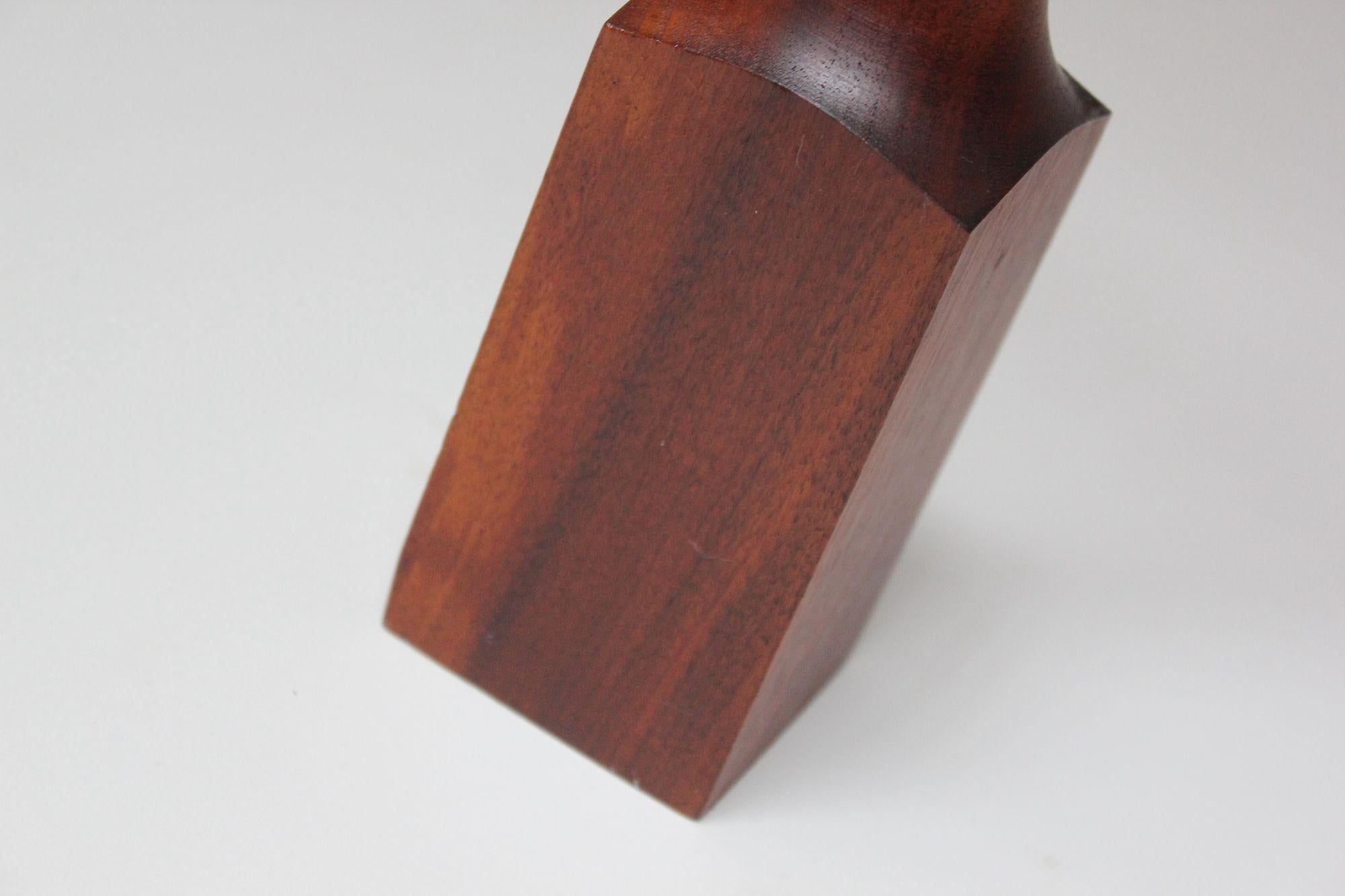 Tall Mid-Century Modern Sculpted Walnut and Enamel Candleholder by Ernest Sohn For Sale 10
