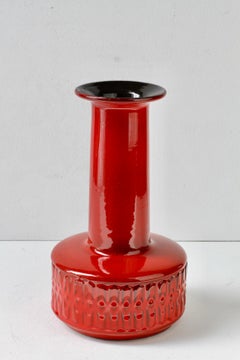 Tall Mid-Century Modern Vintage Red West German Vase by Fohr Pottery 1970s