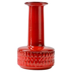 Tall Mid-Century Modern Vintage Red West German Vase by Fohr Pottery 1970s