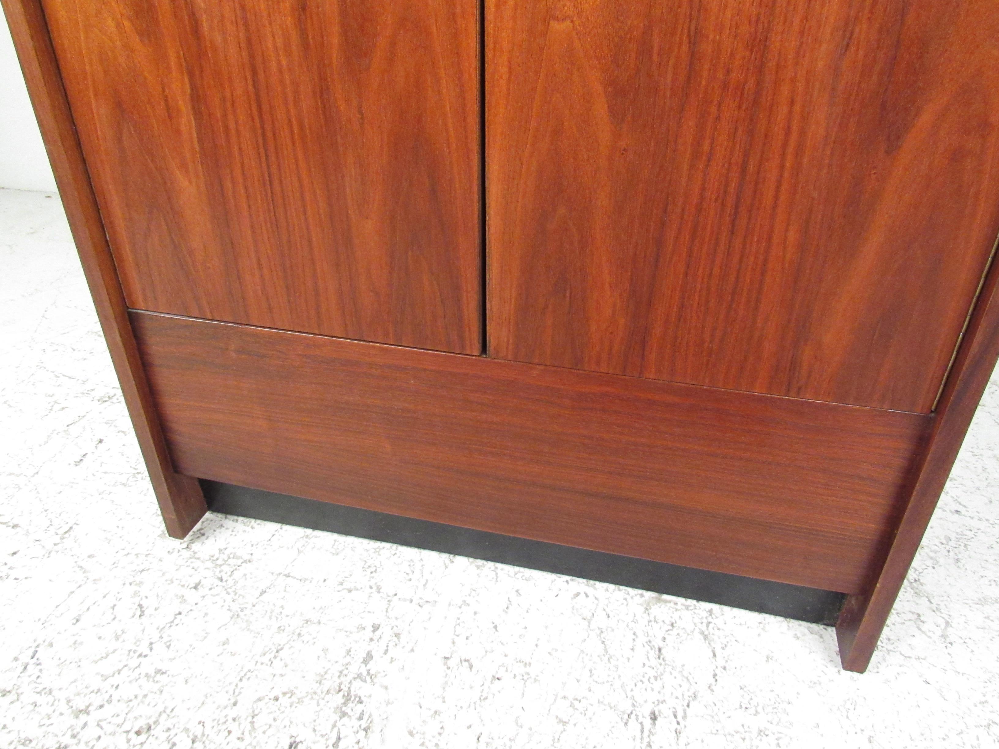 Tall Mid-Century Modern Walnut Armoire In Good Condition In Brooklyn, NY