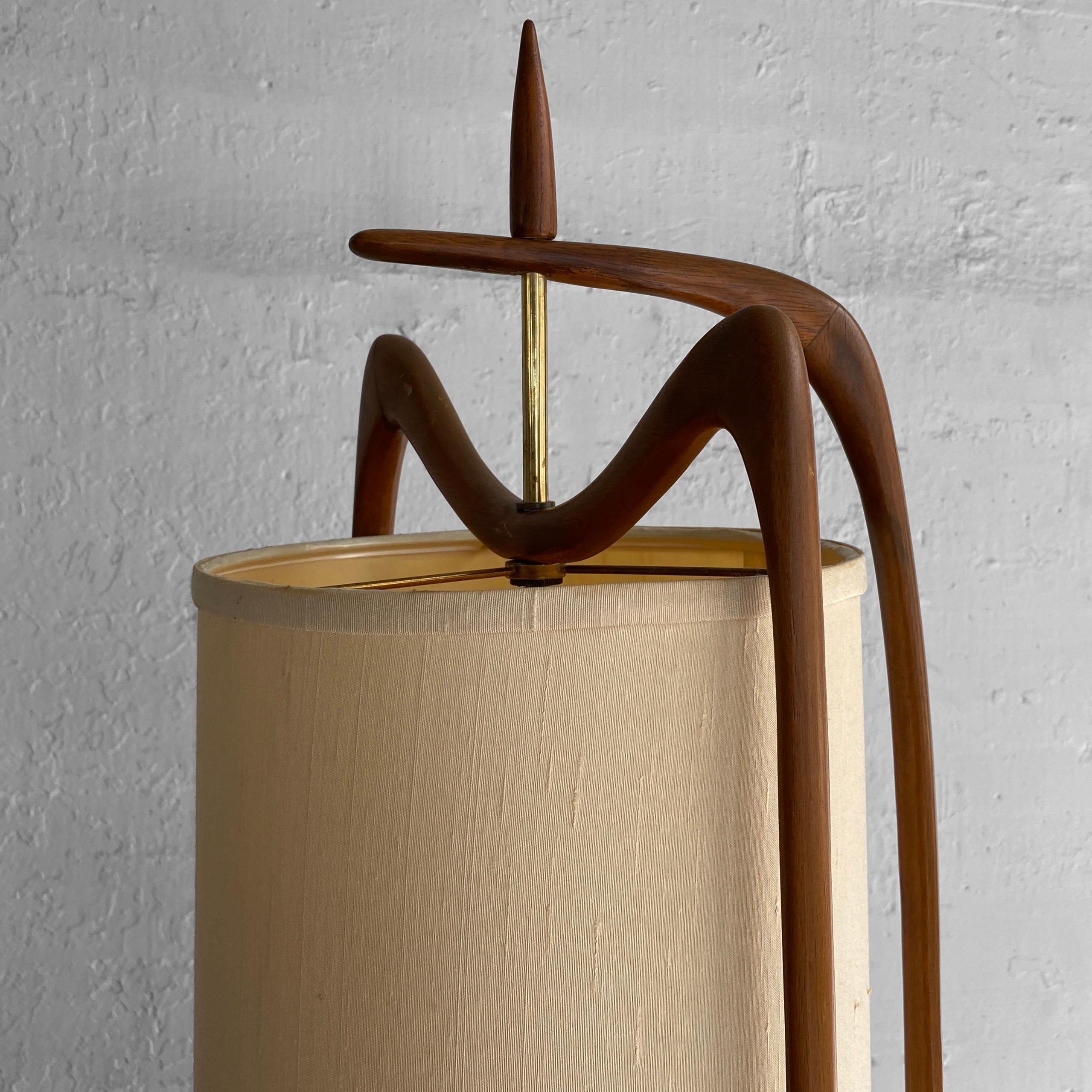 Tall Mid Century Modern Walnut Table Lamp By Modeline  2
