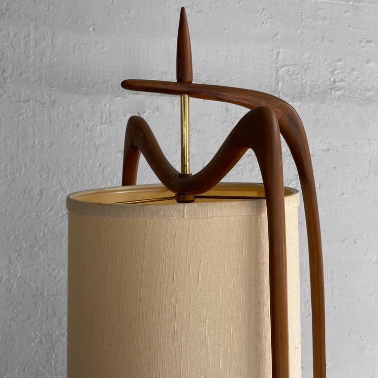 Tall Mid Century Modern Walnut Table Lamp By Modeline  For Sale 3