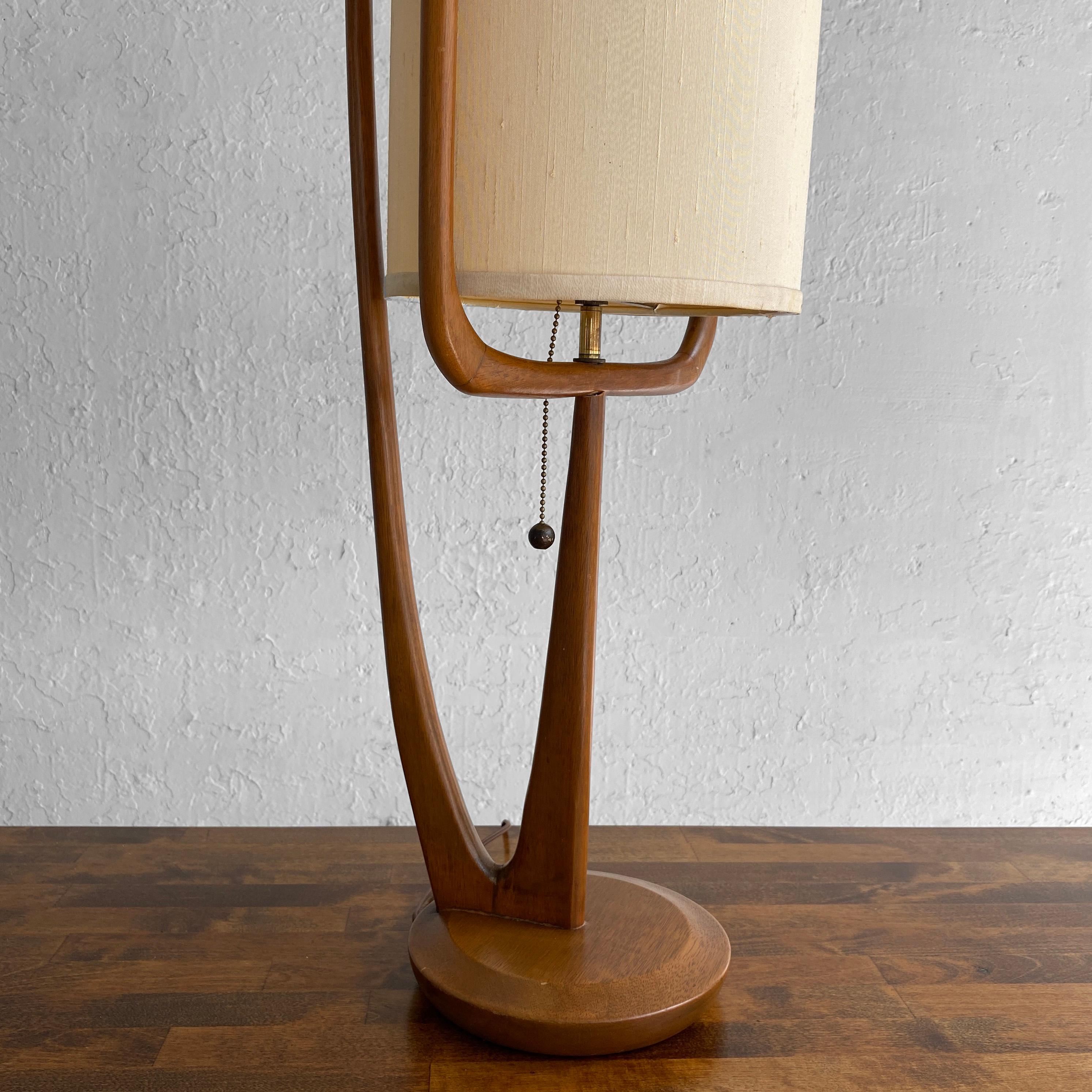 Tall Mid Century Modern Walnut Table Lamp By Modeline  3