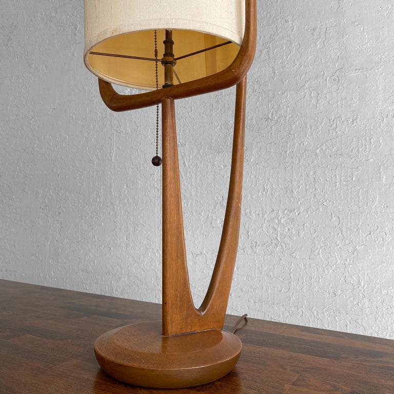 Tall Mid Century Modern Walnut Table Lamp By Modeline  For Sale 5