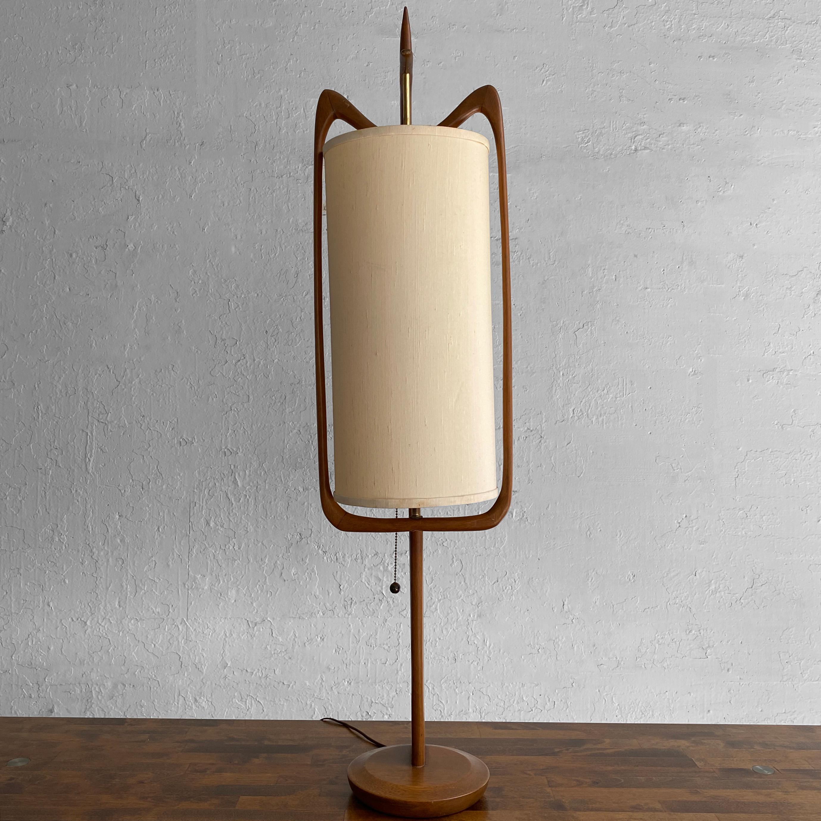 Mid-Century Modern Tall Mid Century Modern Walnut Table Lamp By Modeline 