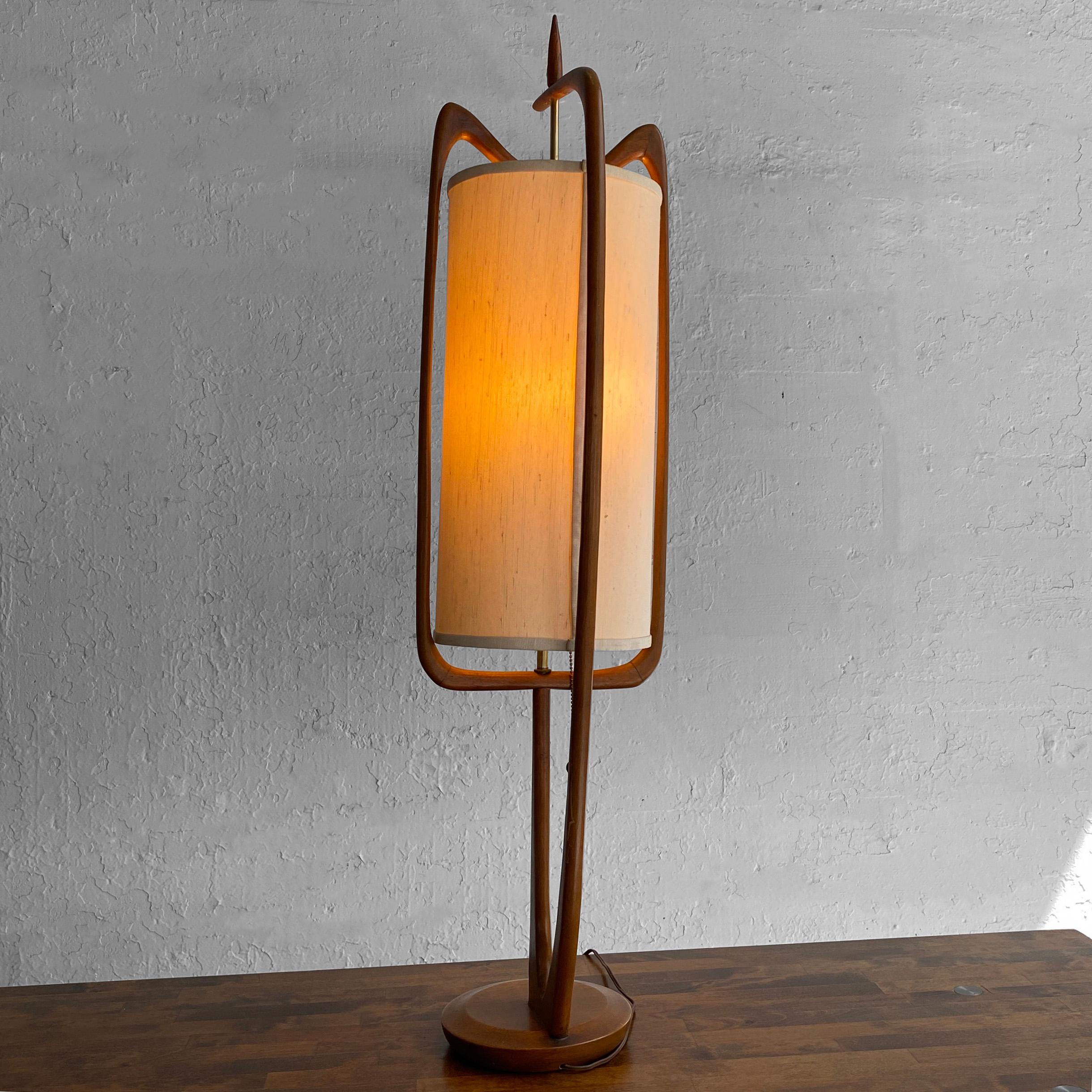 20th Century Tall Mid Century Modern Walnut Table Lamp By Modeline 