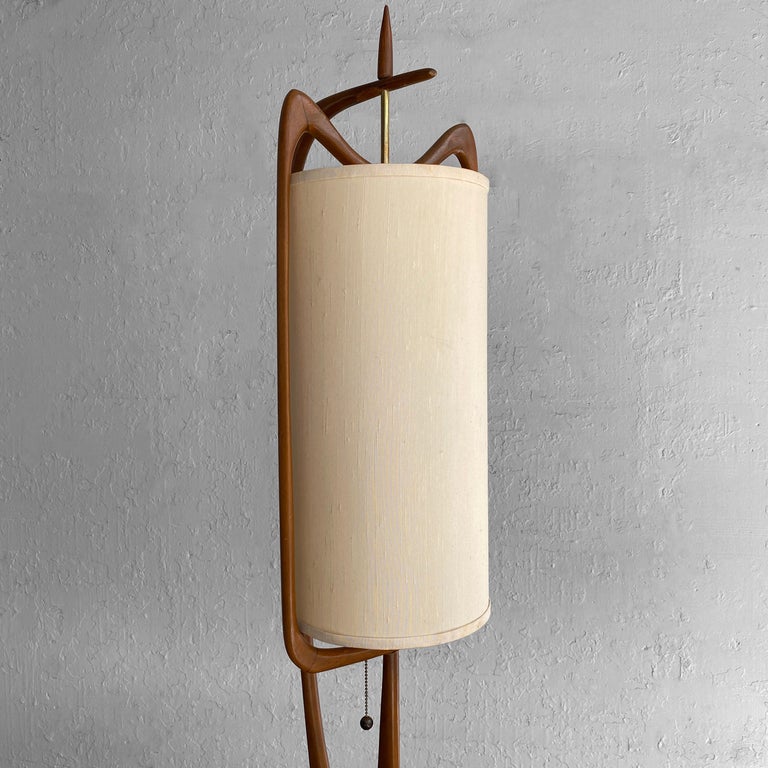 Tall Mid Century Modern Walnut Table Lamp By Modeline  For Sale 2