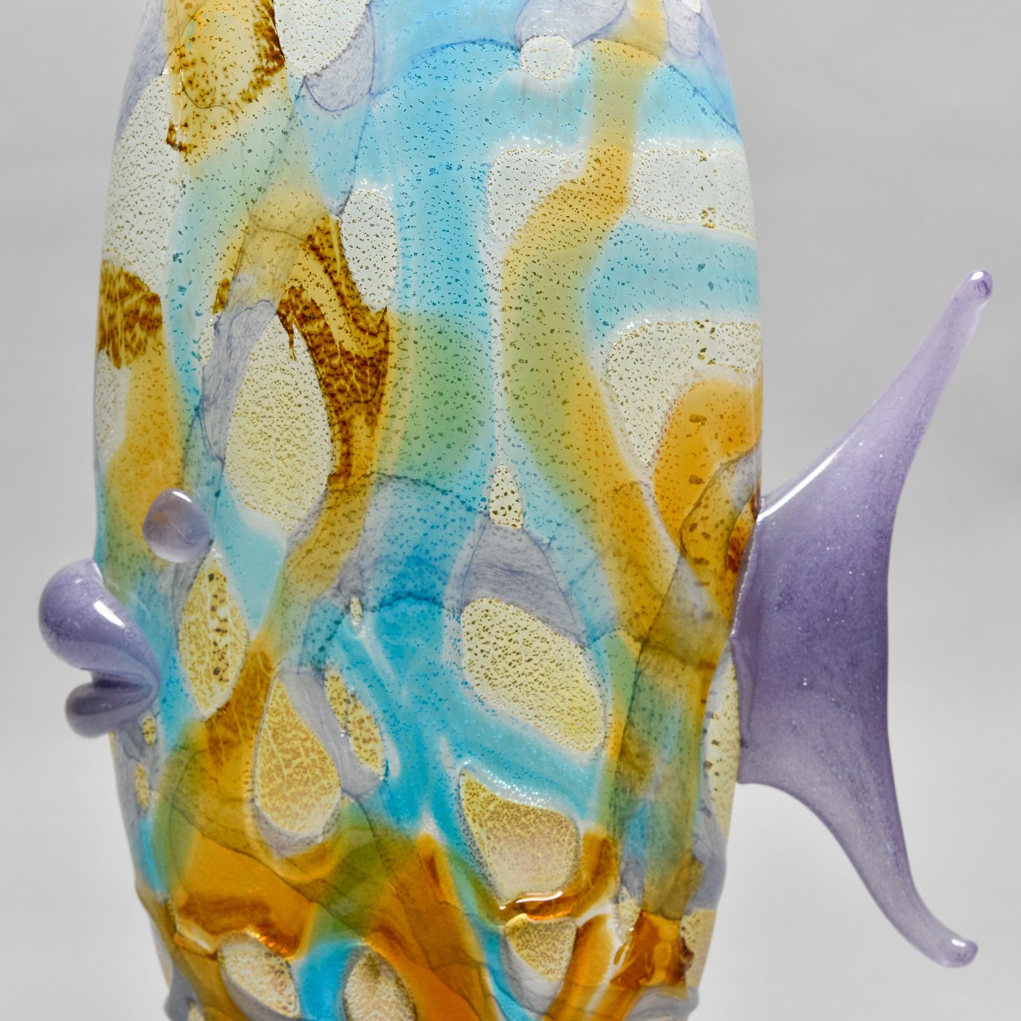 Tall Mid Century Multi Color Murano Glass Fish For Sale 4