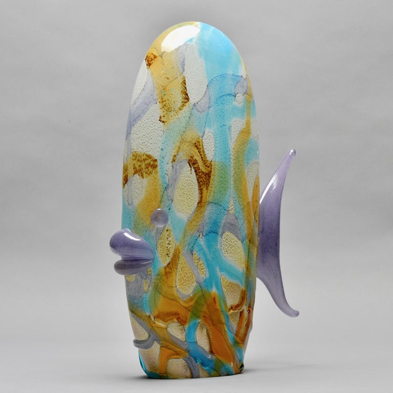 Tall Mid Century Multi Color Murano Glass Fish For Sale at 1stDibs