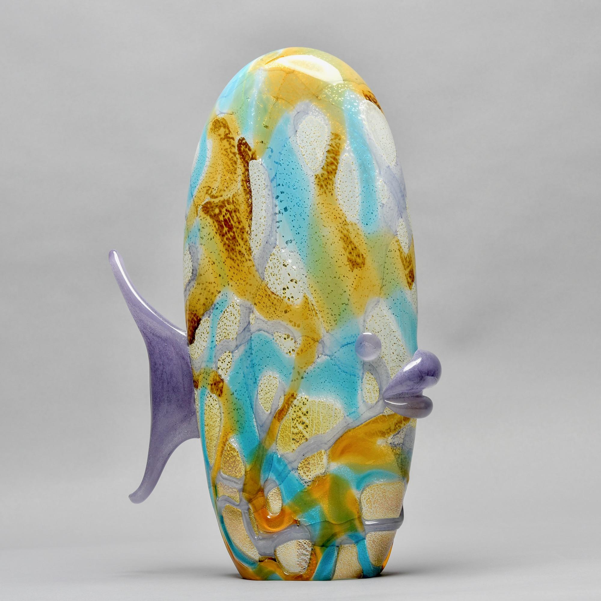 Mid-Century Modern Tall Mid Century Multi Color Murano Glass Fish For Sale
