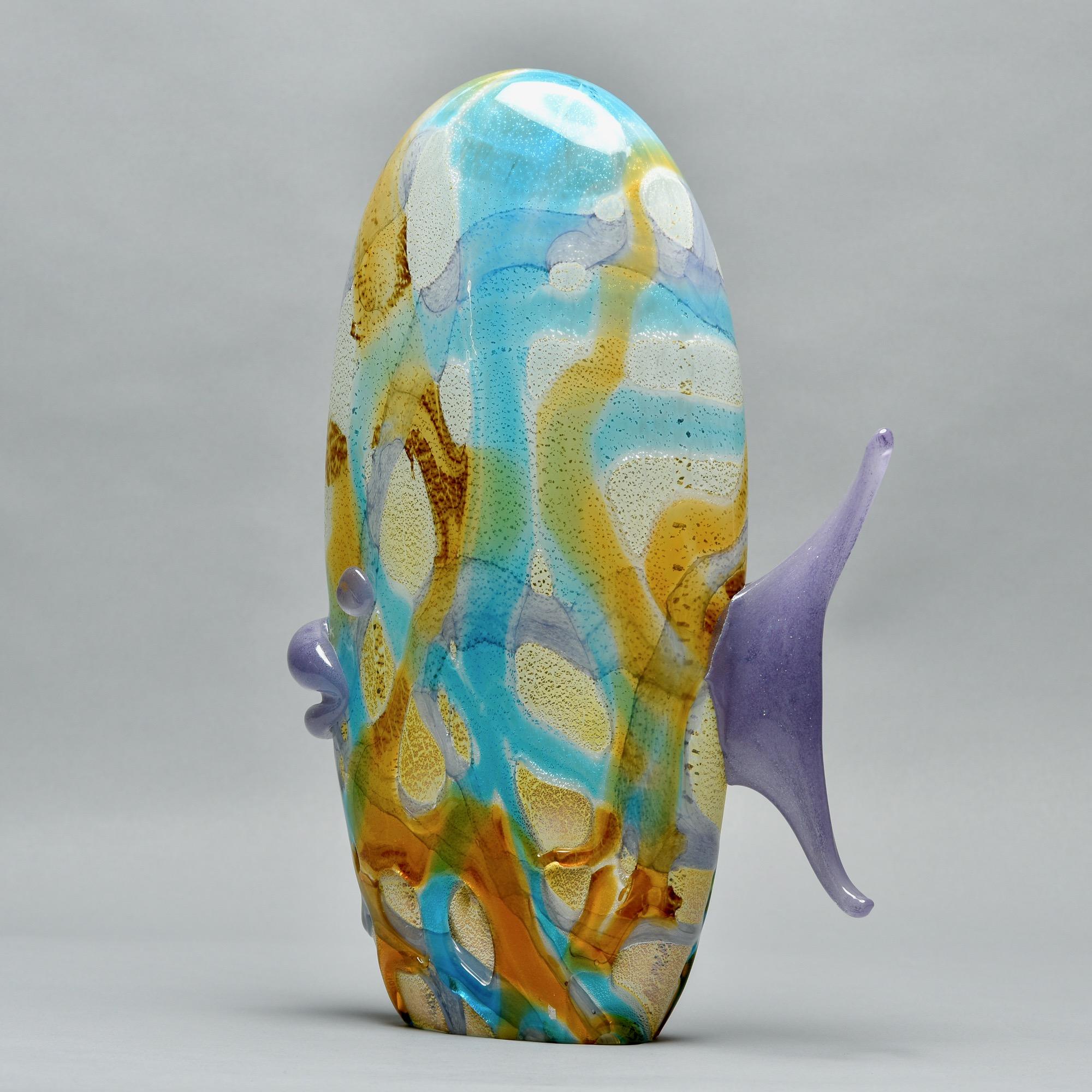 20th Century Tall Mid Century Multi Color Murano Glass Fish For Sale