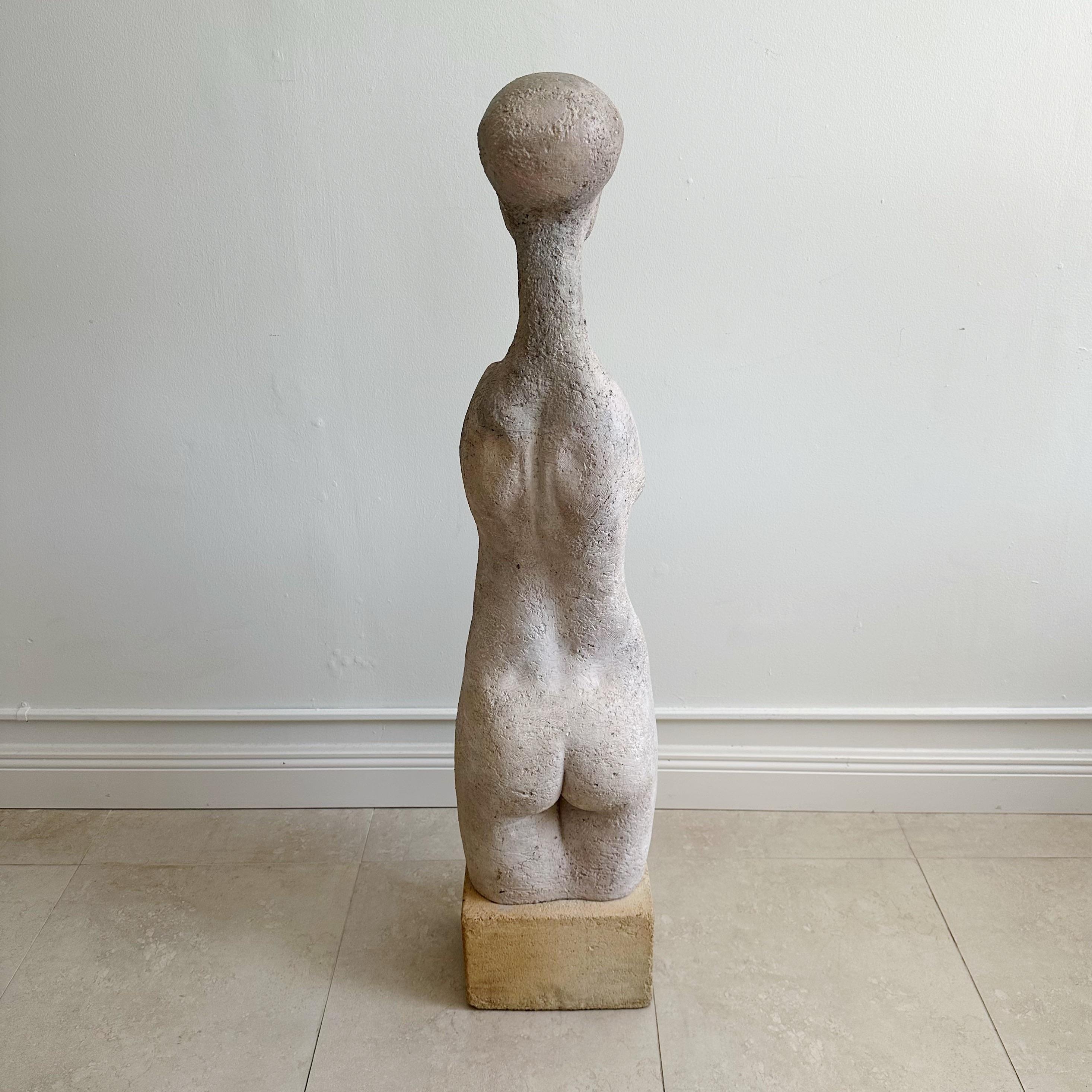 Tall Mid Century Nude Concrete Sculpture In Good Condition In West Palm Beach, FL
