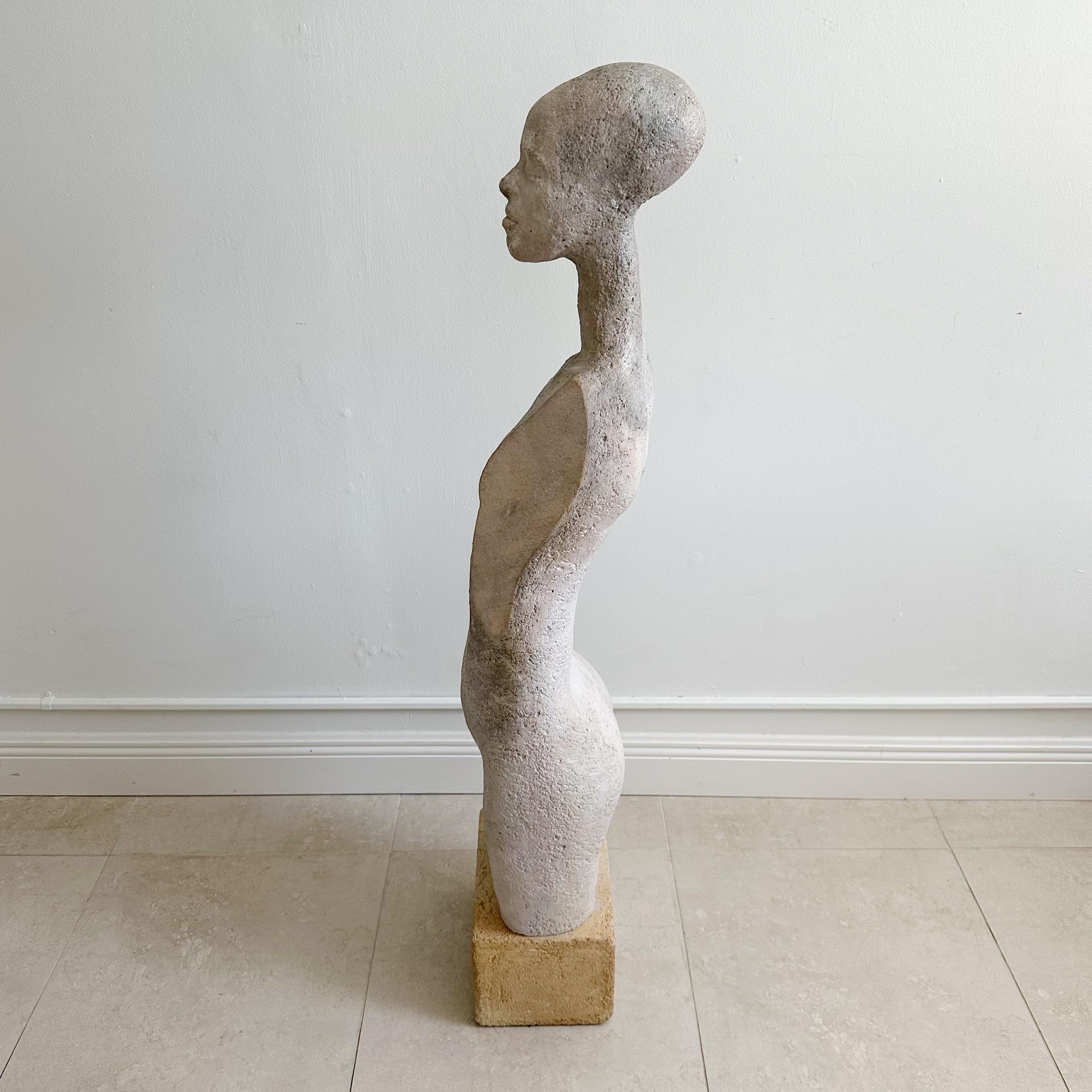 20th Century Tall Mid Century Nude Concrete Sculpture