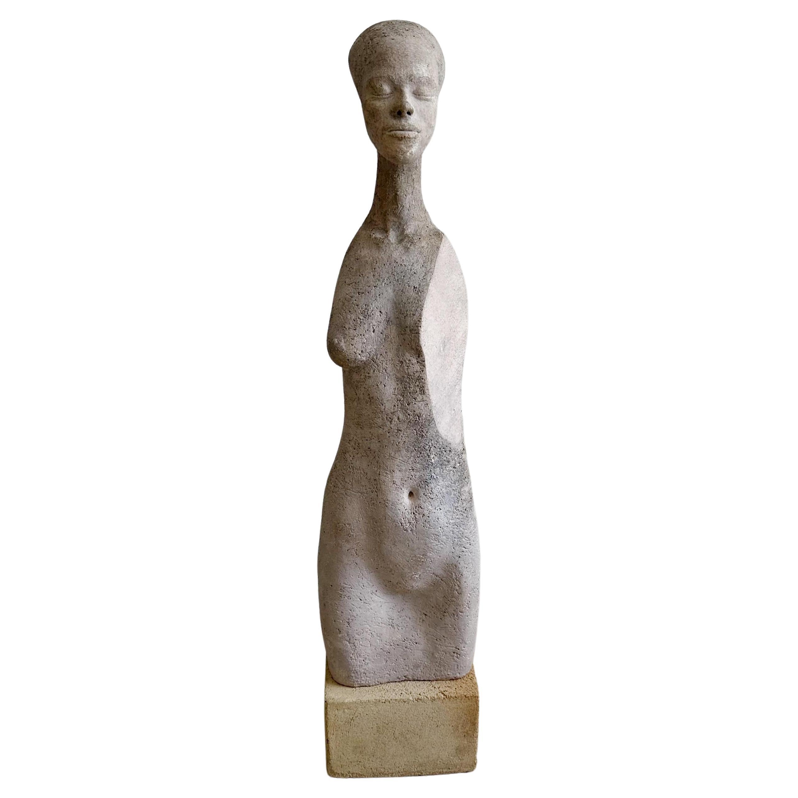 Tall Mid Century Nude Concrete Sculpture
