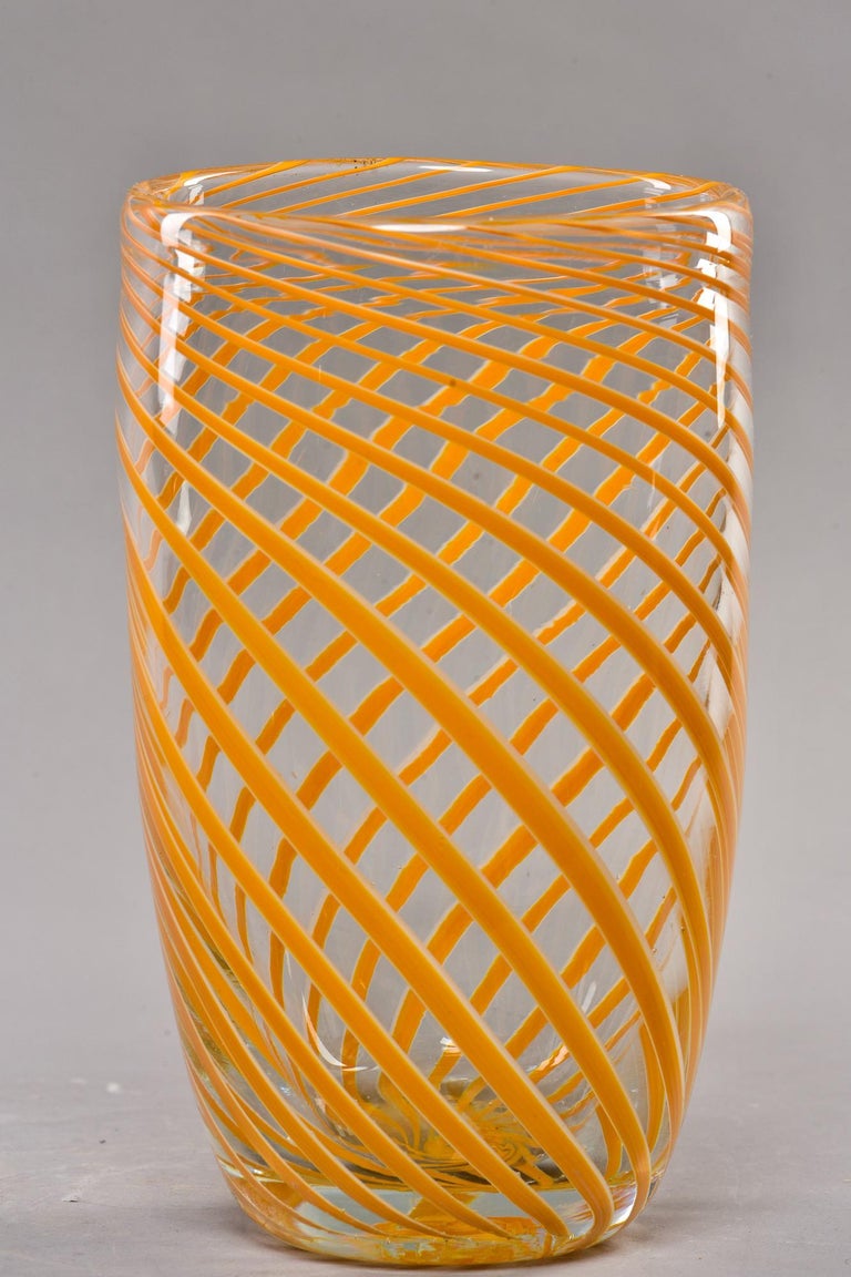 Tall Mid Century Orange Spiral Stripe Murano Glass Vase at 1stDibs spiral glass vase, vase de