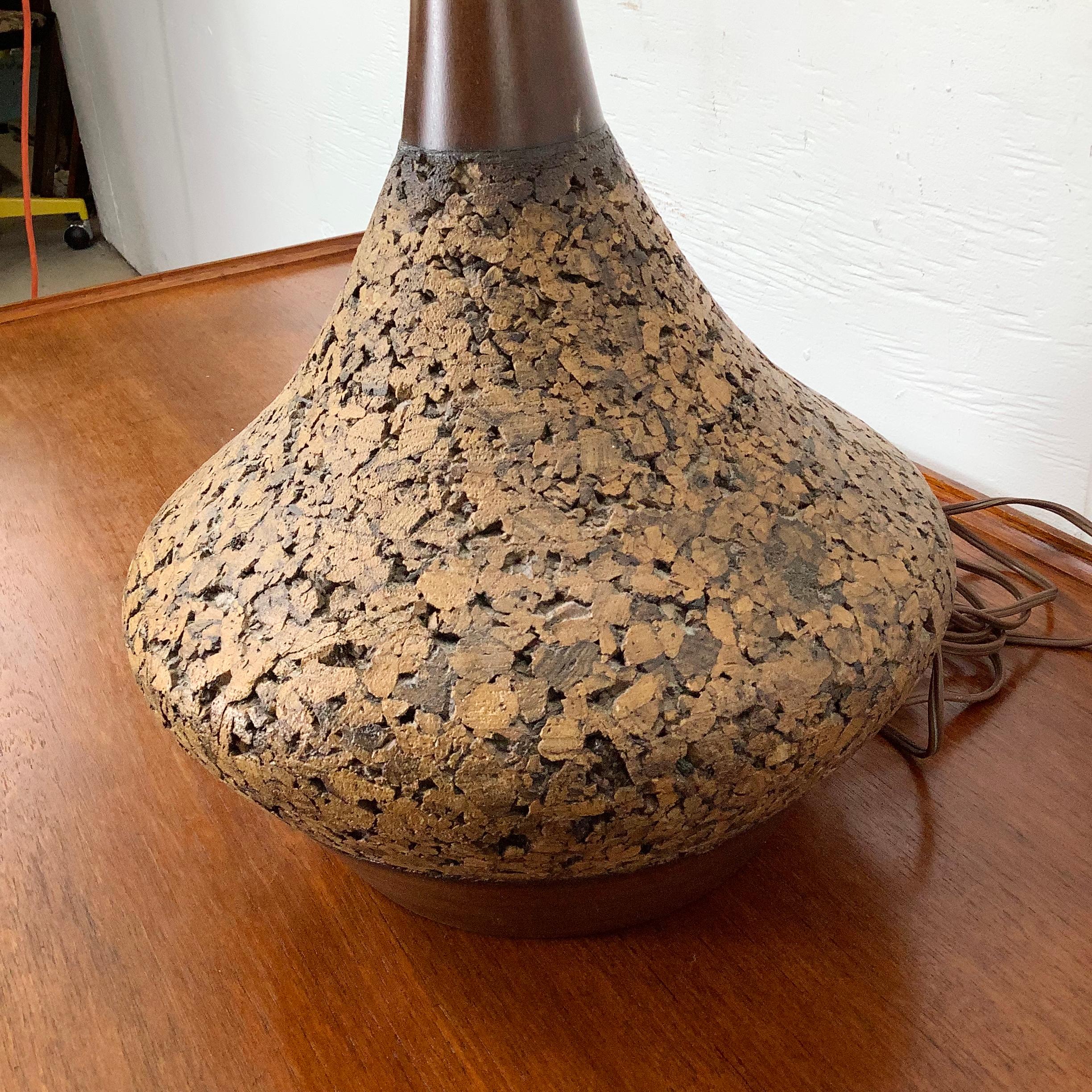 Tall Mid-Century Sculptural Cork Table Lamp For Sale 2