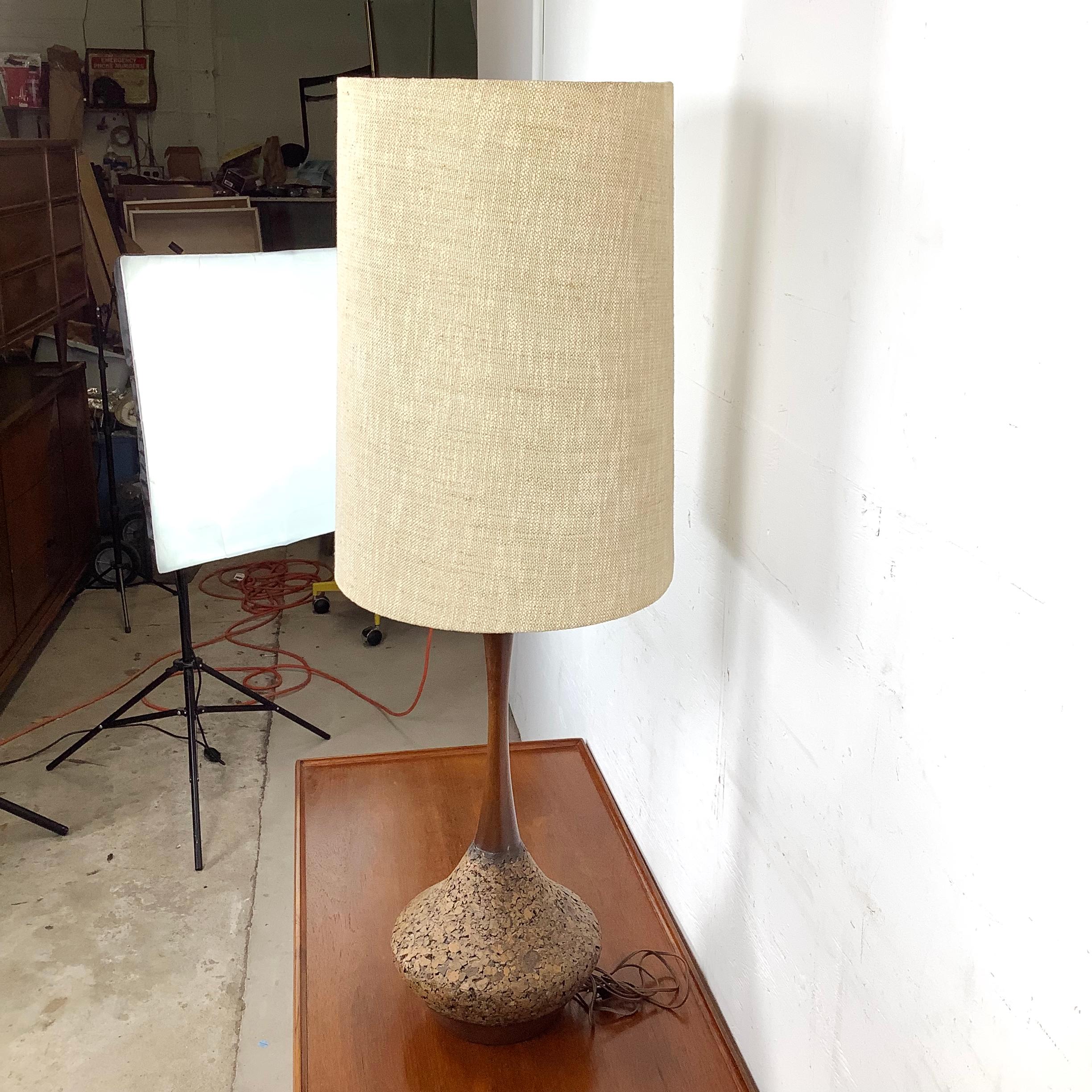 Tall Mid-Century Sculptural Cork Table Lamp For Sale 3
