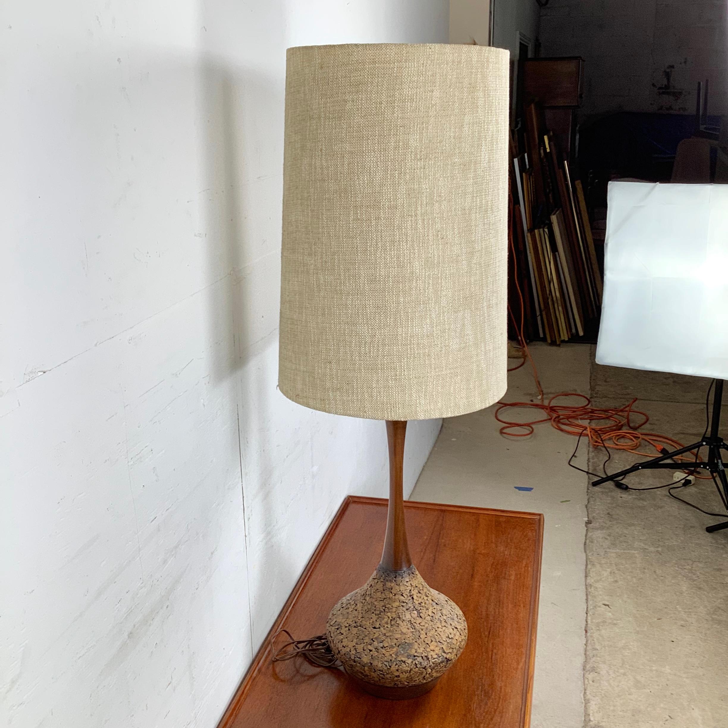 Tall Mid-Century Sculptural Cork Table Lamp For Sale 4