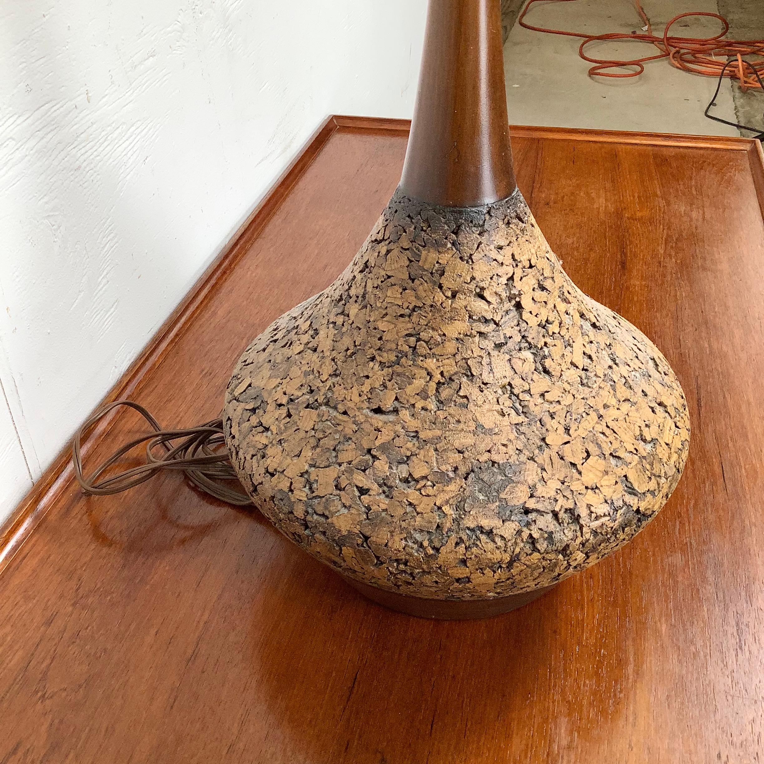 Tall Mid-Century Sculptural Cork Table Lamp For Sale 5