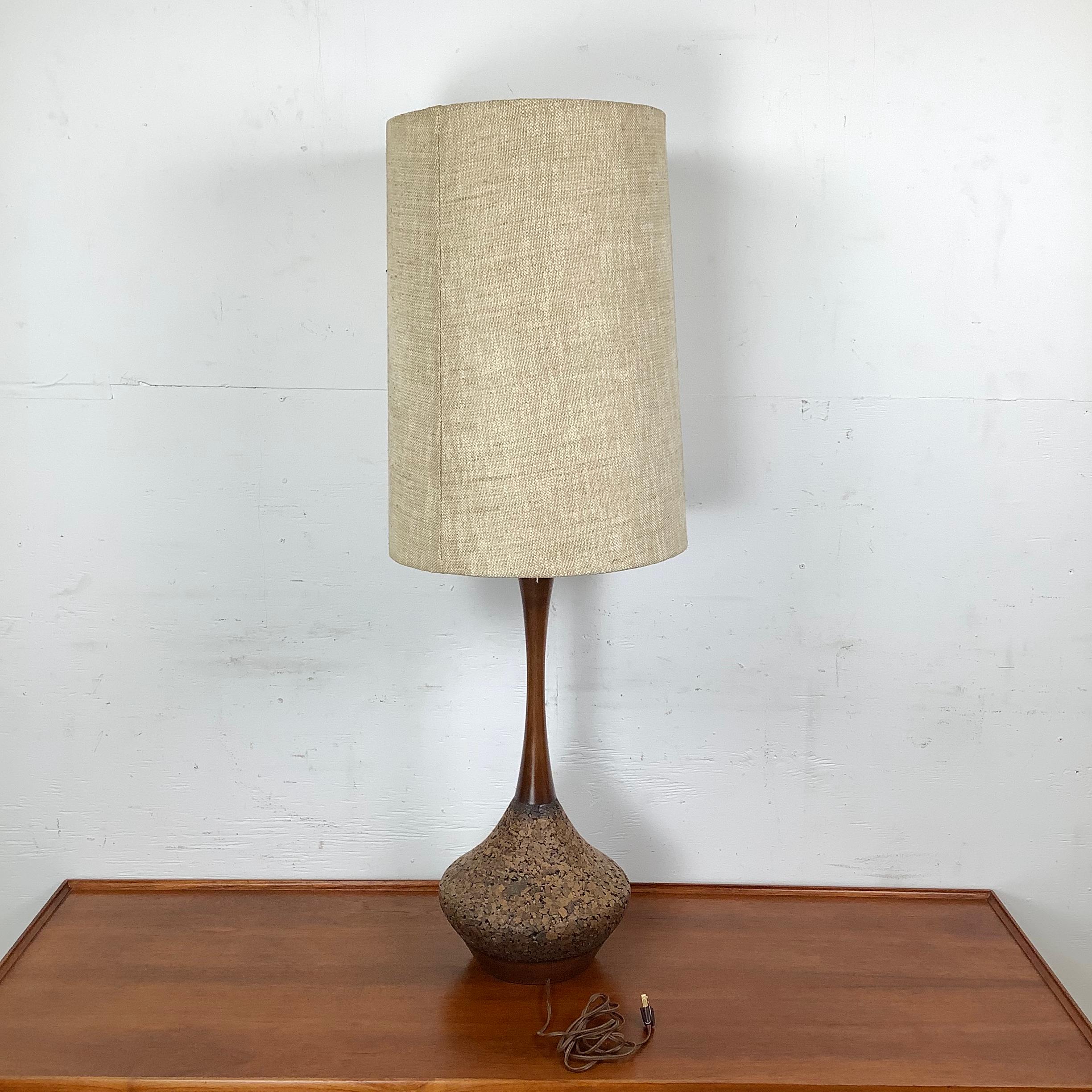 Tall Mid-Century Sculptural Cork Table Lamp For Sale 6