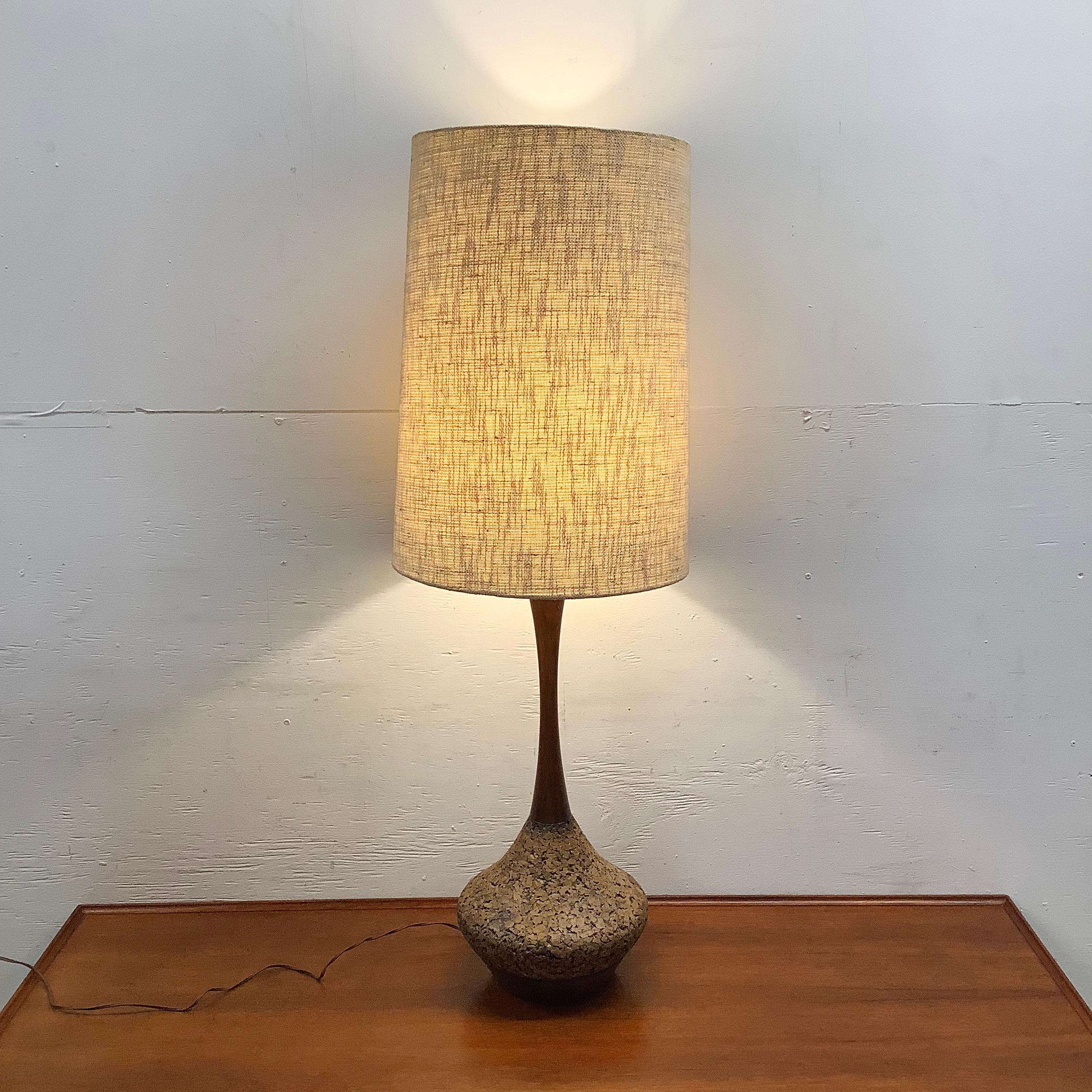 Tall Mid-Century Sculptural Cork Table Lamp For Sale 7