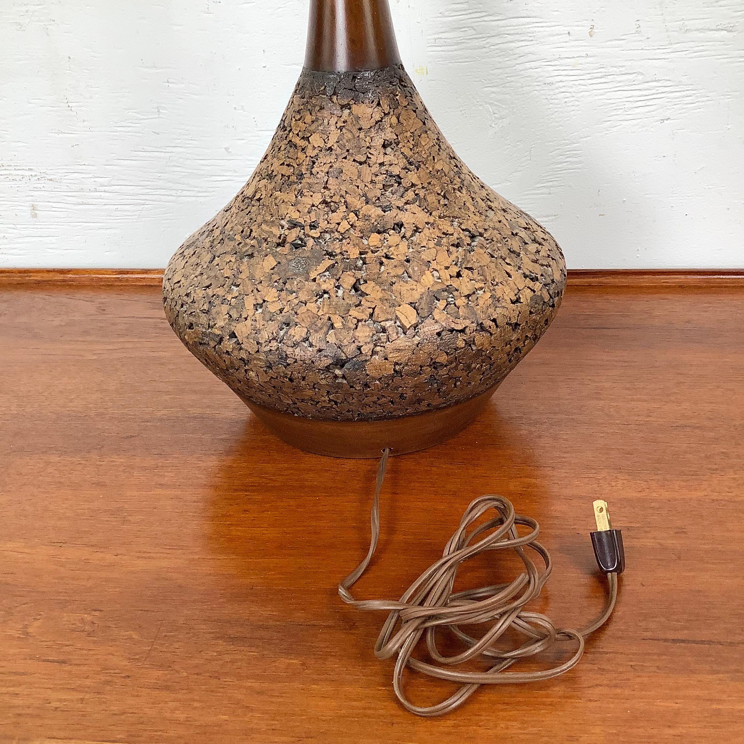 Tall Mid-Century Sculptural Cork Table Lamp For Sale 8