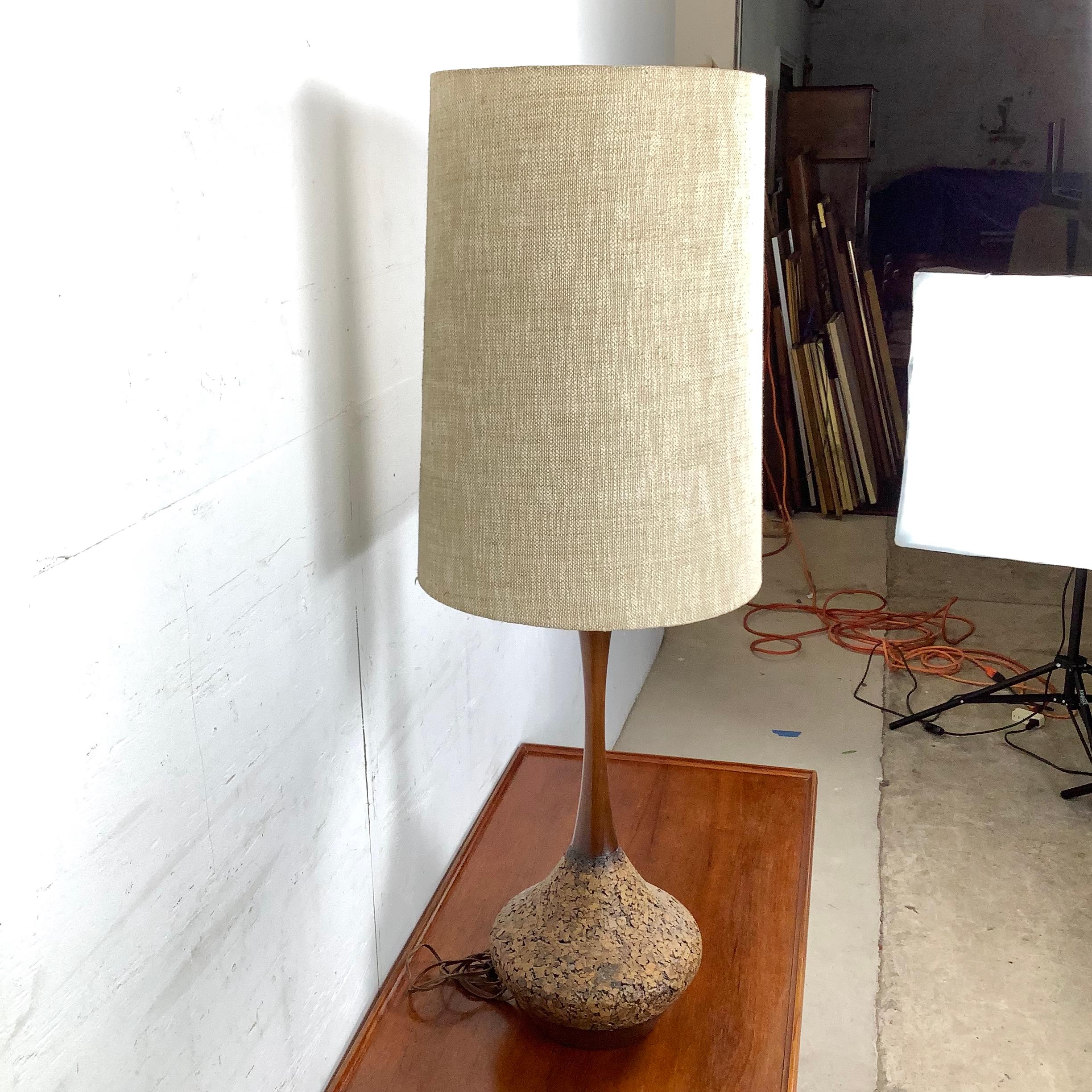 Tall Mid-Century Sculptural Cork Table Lamp For Sale 9