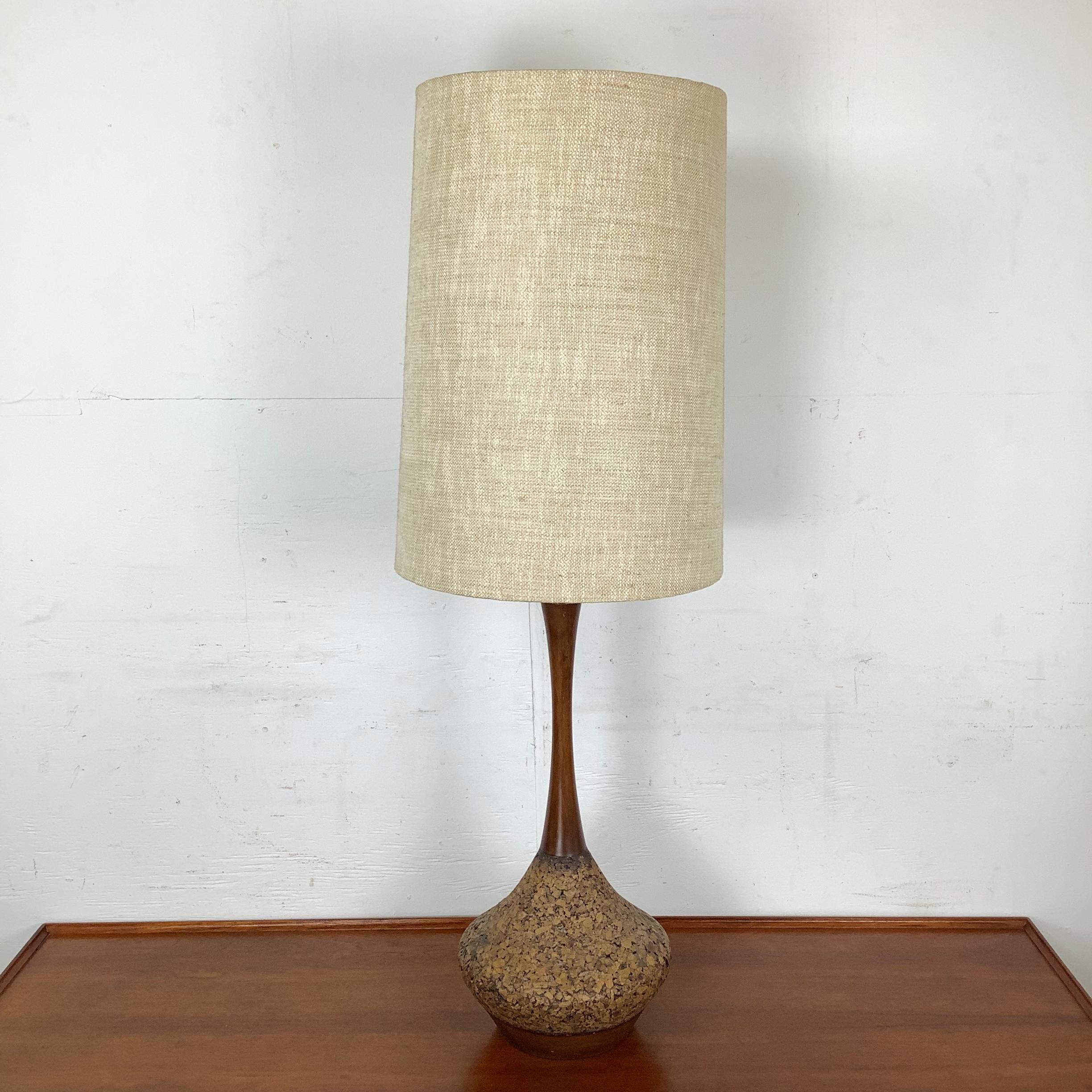 Mid-Century Modern Tall Mid-Century Sculptural Cork Table Lamp For Sale