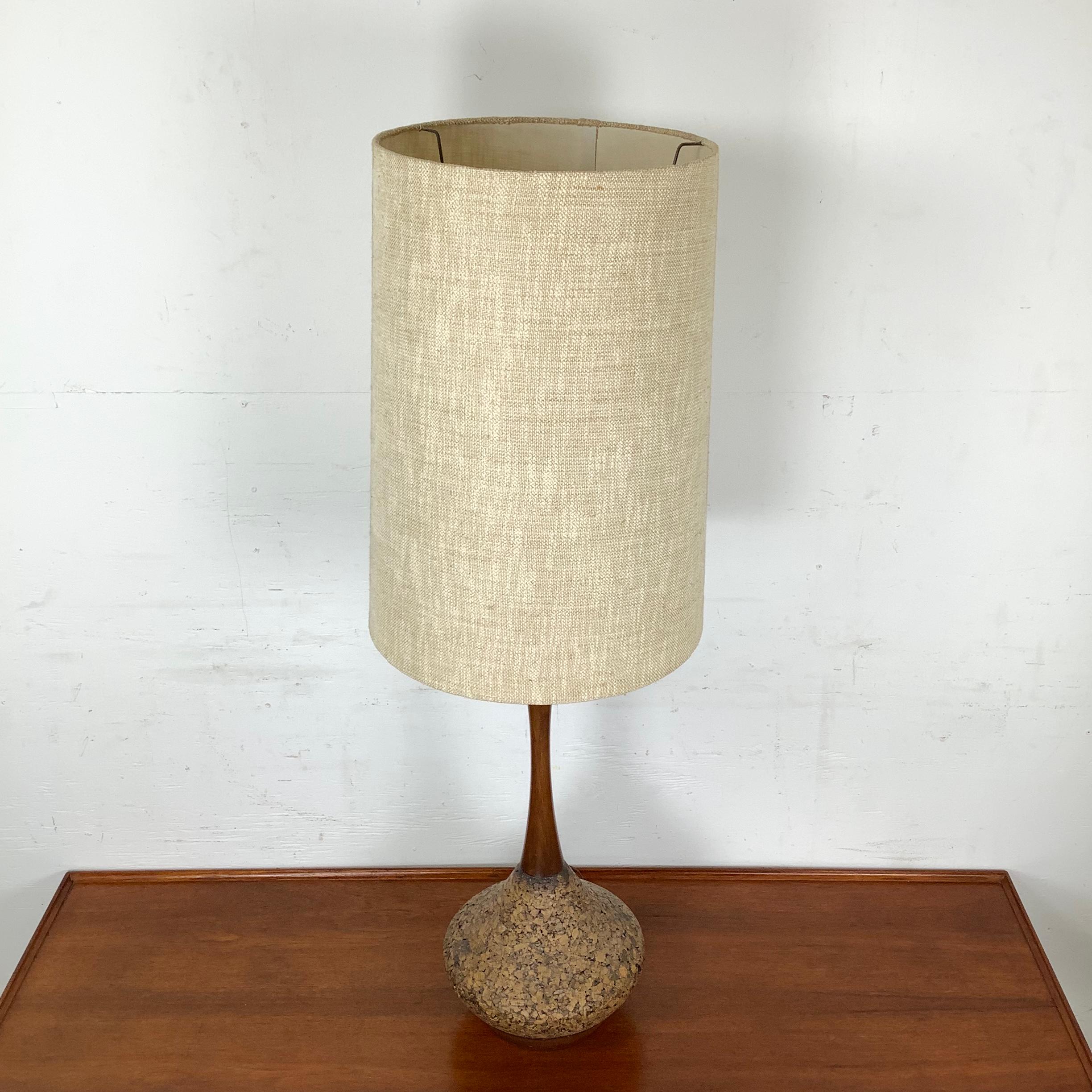 Unknown Tall Mid-Century Sculptural Cork Table Lamp For Sale