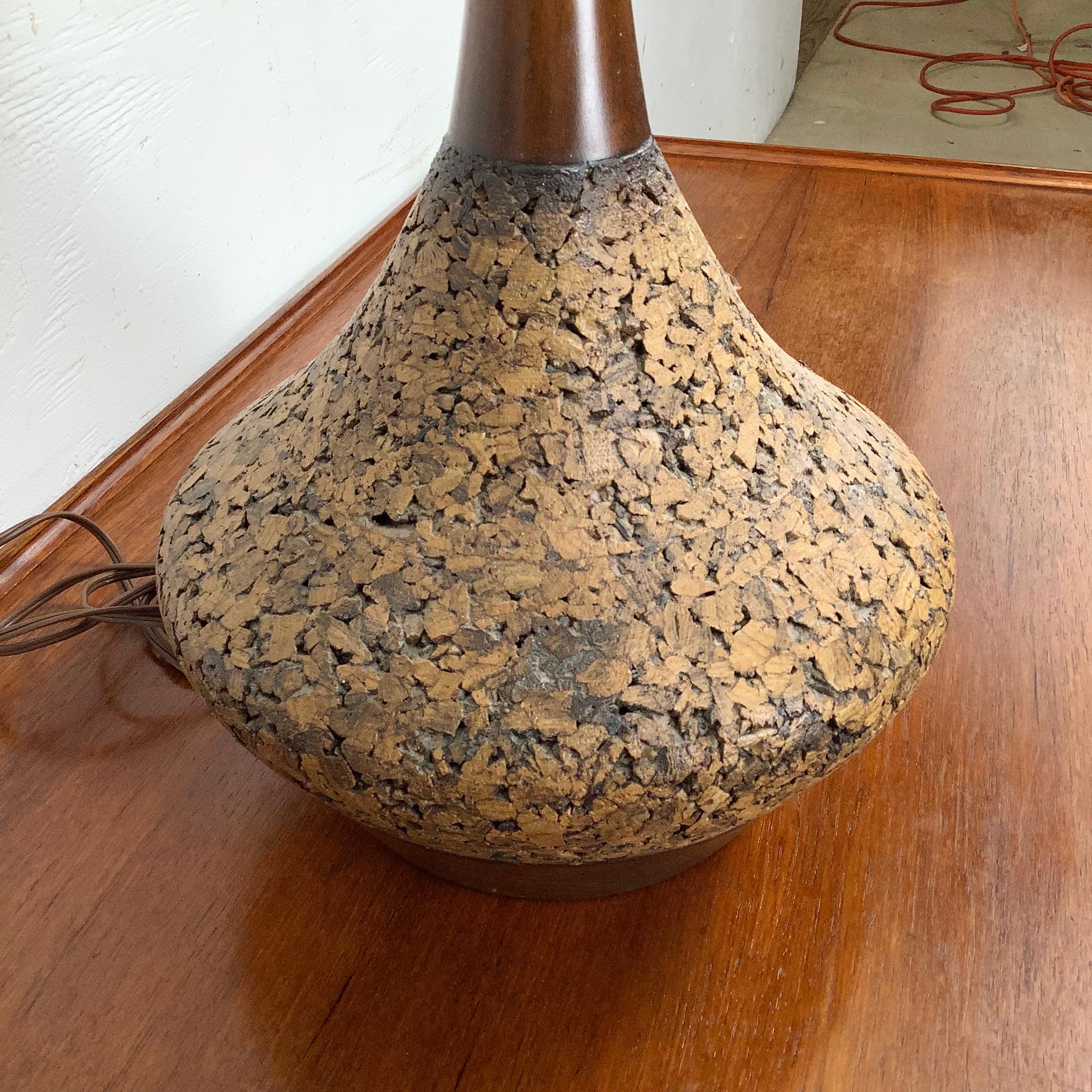 Tall Mid-Century Sculptural Cork Table Lamp For Sale 1
