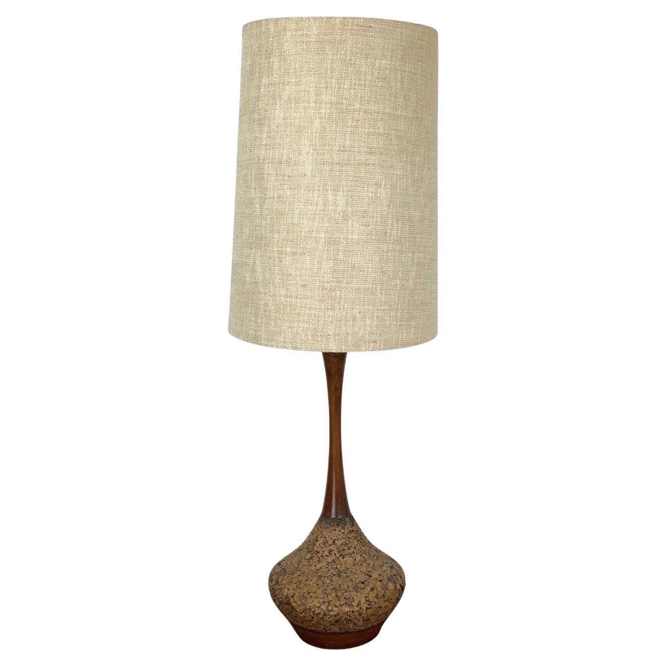 Tall Mid-Century Sculptural Cork Table Lamp For Sale
