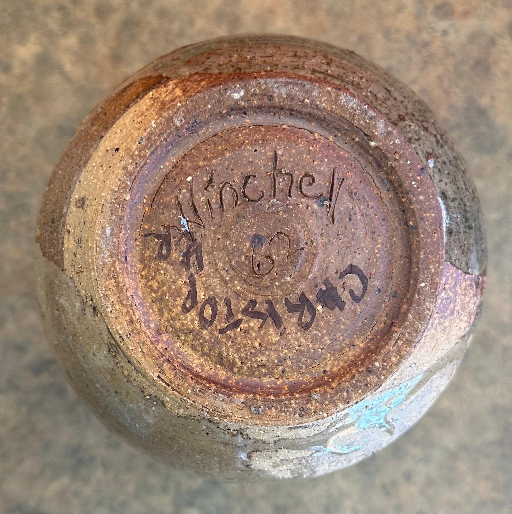 Grès porcellanato Vaso alto di metà secolo firmato California Studio Stoneware in vendita