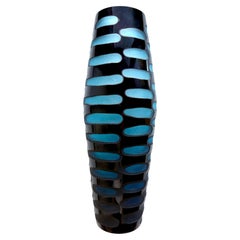 Grand vase en verre d'art « Sommerso » ajouré, style milieu du siècle, CIRCA 1960