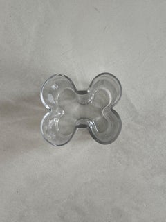 Tall Mid-Century Style Clear Glass Vase with Organic Clover Form