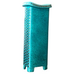 Tall Mid-Century Swedish Argenta Vase w/ Geometric Decoration, by Wilhelm Kage